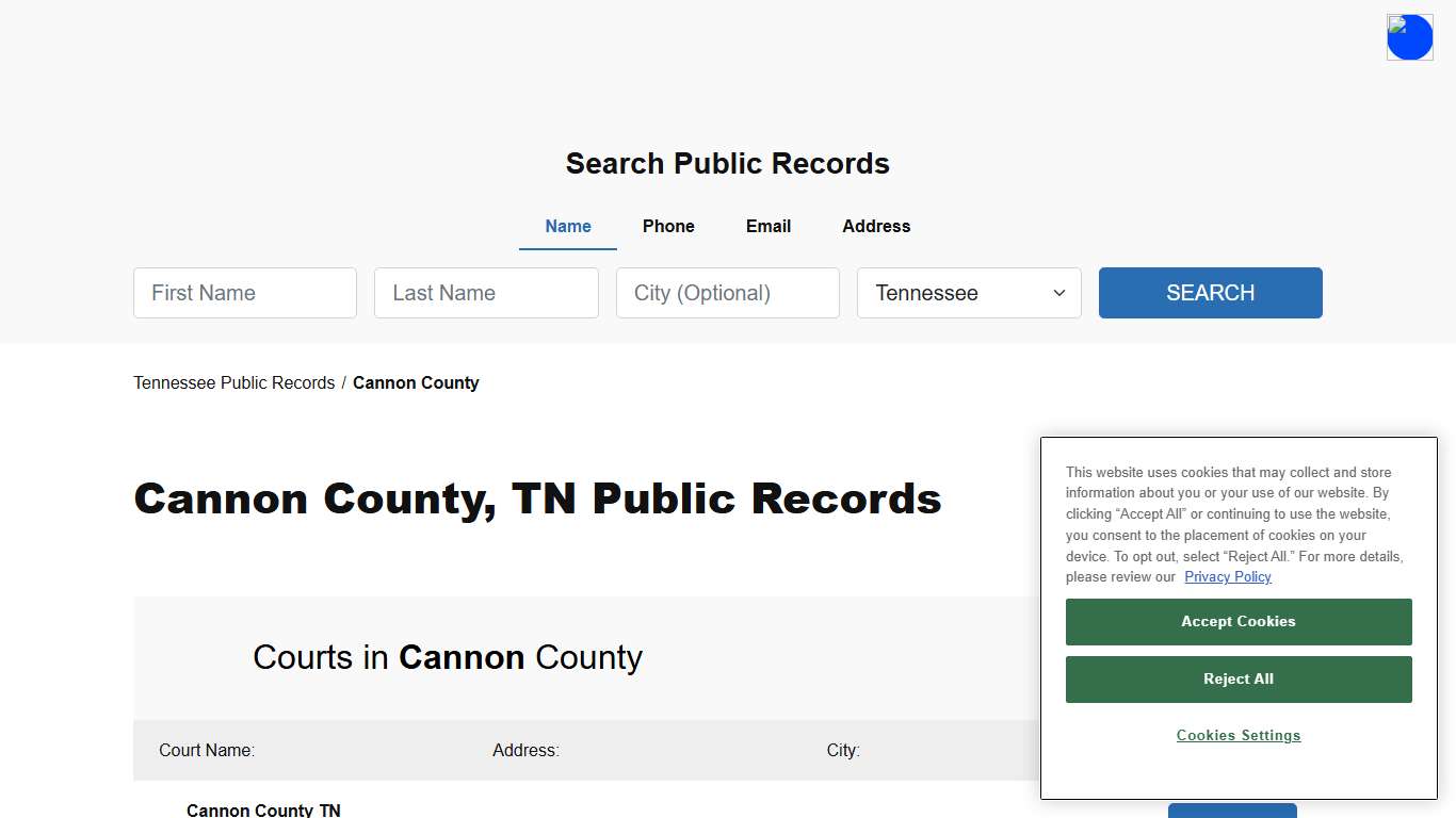 Cannon County, TN Public Court, Arrest and Inmate Records - ThePublicIndex
